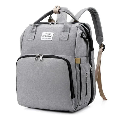 Sac à Langer Gris de Grande Capacité sur fond blanc