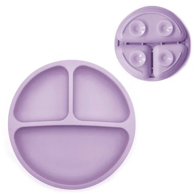 Assiette Bébé Ventouse avec Compartiments en Silicone