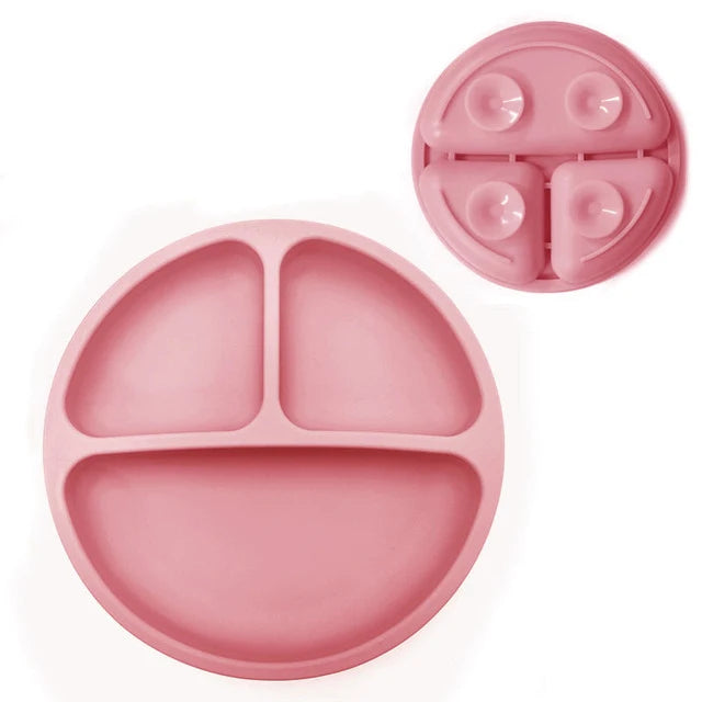 Assiette Bébé Ventouse avec Compartiments en Silicone