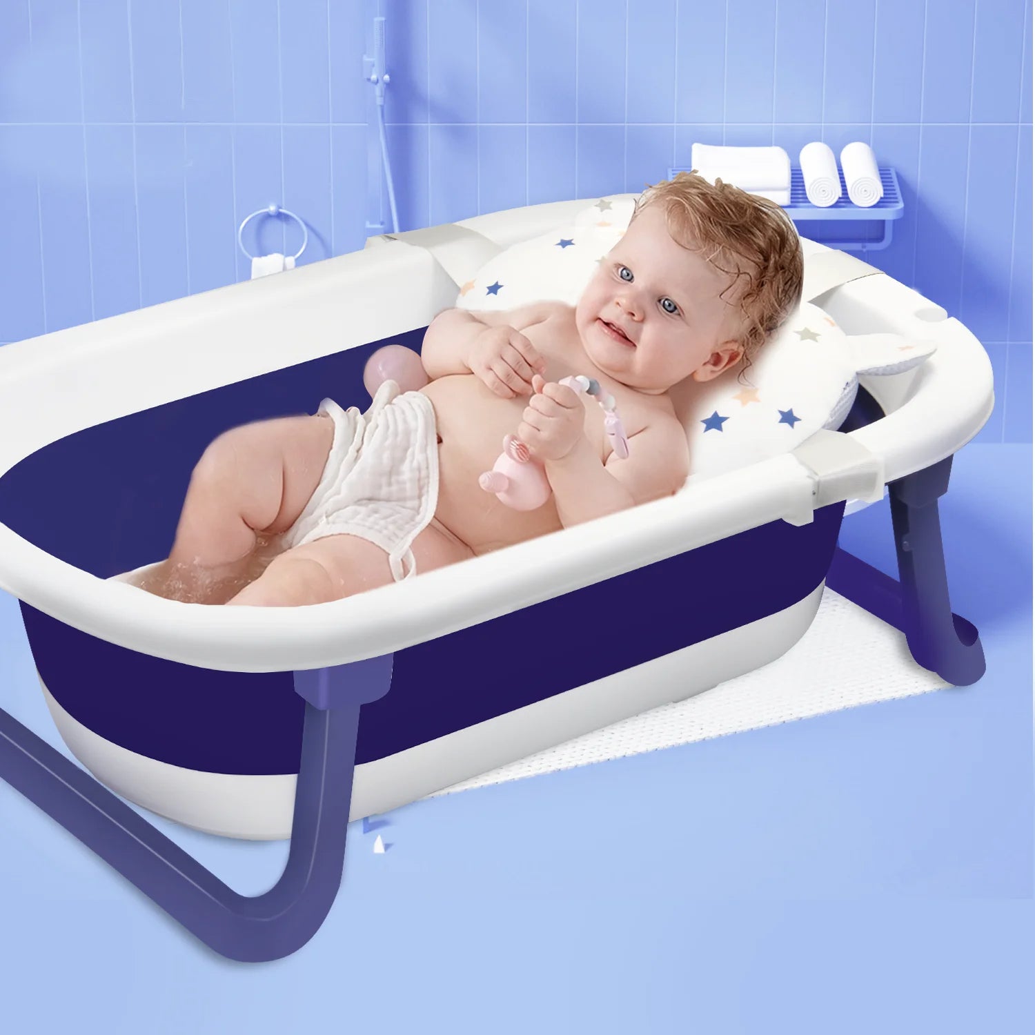 Baignoire Bébé Pliable et Portable avec Pieds