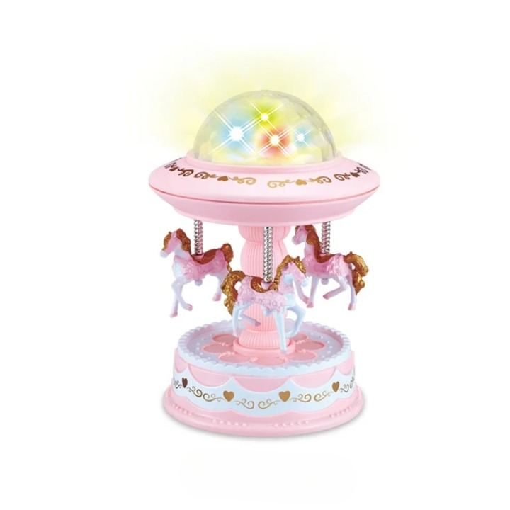 Cadeau Naissance de Style Manège Musical avec Lampe sur fond blanc