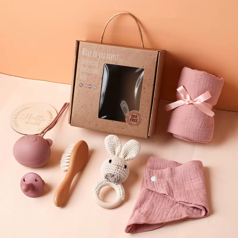 Coffret Cadeau Naissance avec Hochet Lapin