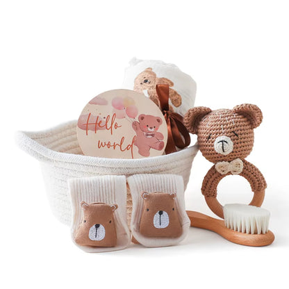 Coffret en Coton pour Cadeau Naissance sur fond blanc