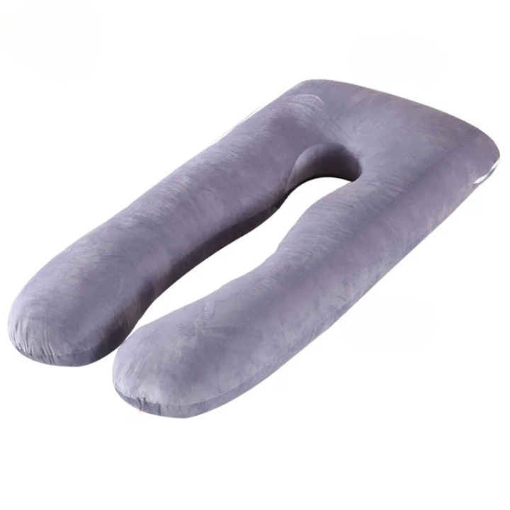 Coussin Allaitement Gris en Forme de U sur fond blanc