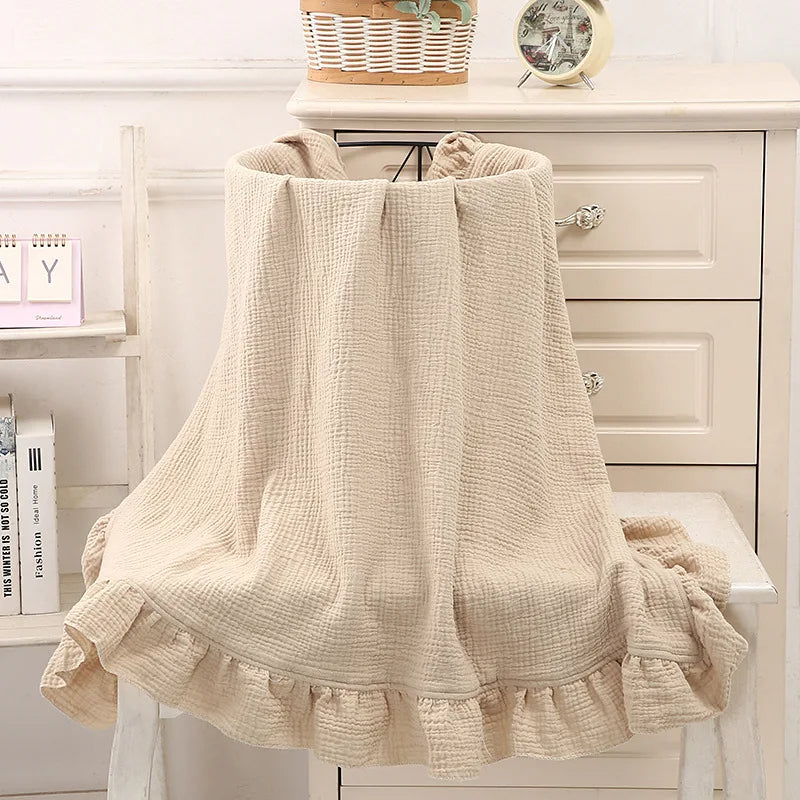 Couverture d'Emmaillotage Beige en Mousseline de Coton