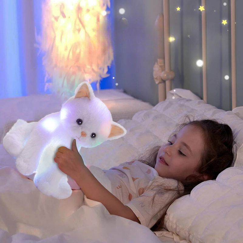 Doudou Veilleuse LED Colorées en Forme de Chat