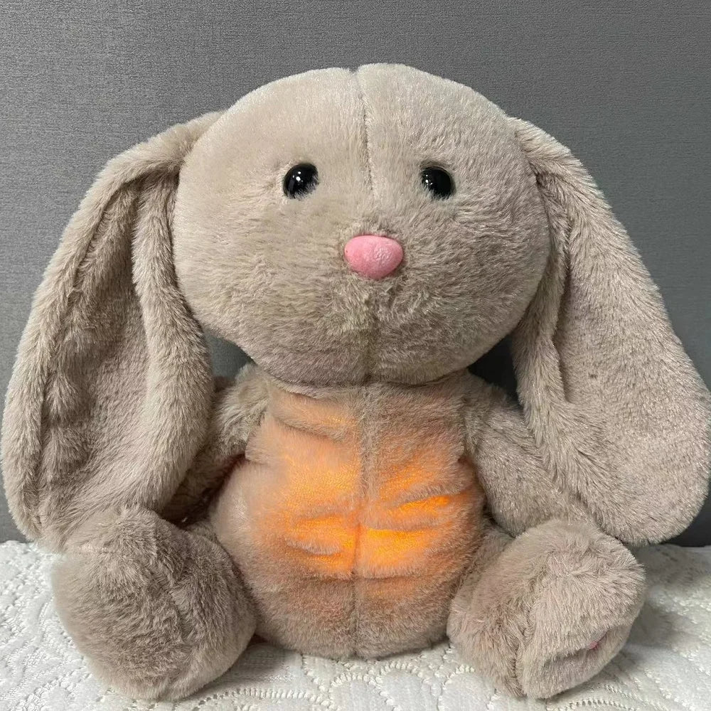 Doudou Veilleuse Tendance en Forme de Lapin sur un support blanc et un fond gris