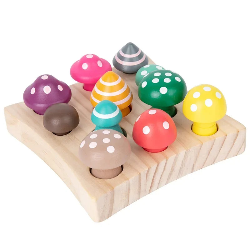 Jeu en Bois Bébé Puzzle Champignon sur fond blanc