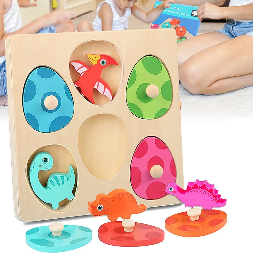 Jeu en Bois Bébé Puzzle Dinosaure