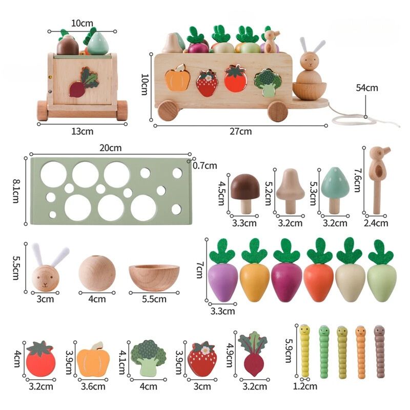 Jeu Éveil Bébé en Bois avec Jardin Potager