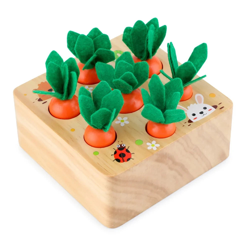 Jeu Éveil Bébé Puzzle en Forme de Carottes sur fond blanc