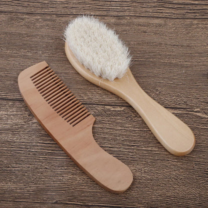 Lot de Deux Brosses Cheveux pour Bébé en Bois