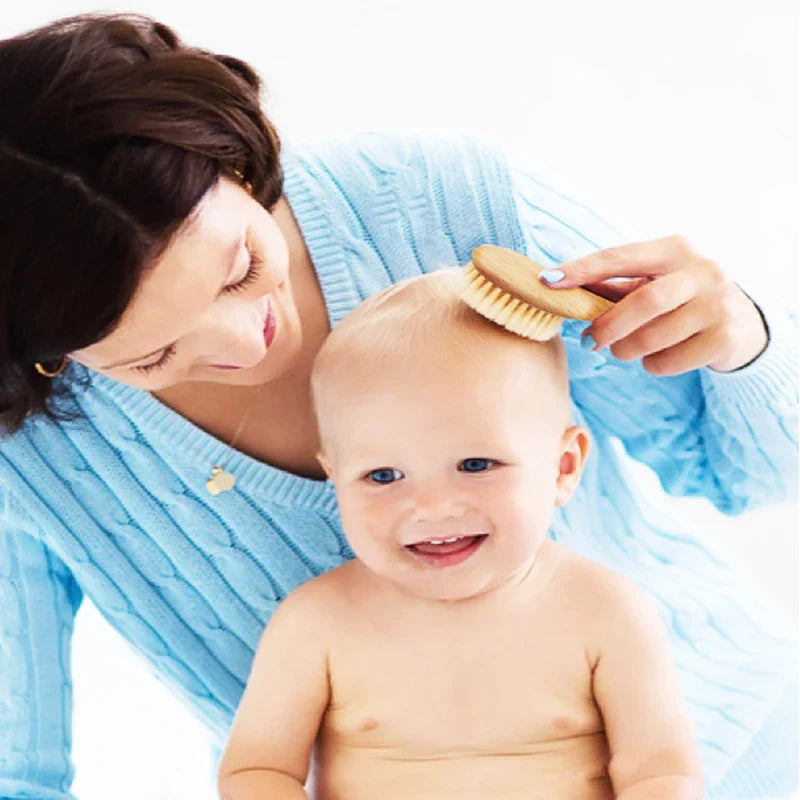 Lot de Deux Brosses Cheveux pour Bébé en Bois