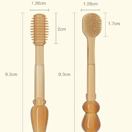 Lot de Deux Brosses à Dent Bébé Marron en Silicone